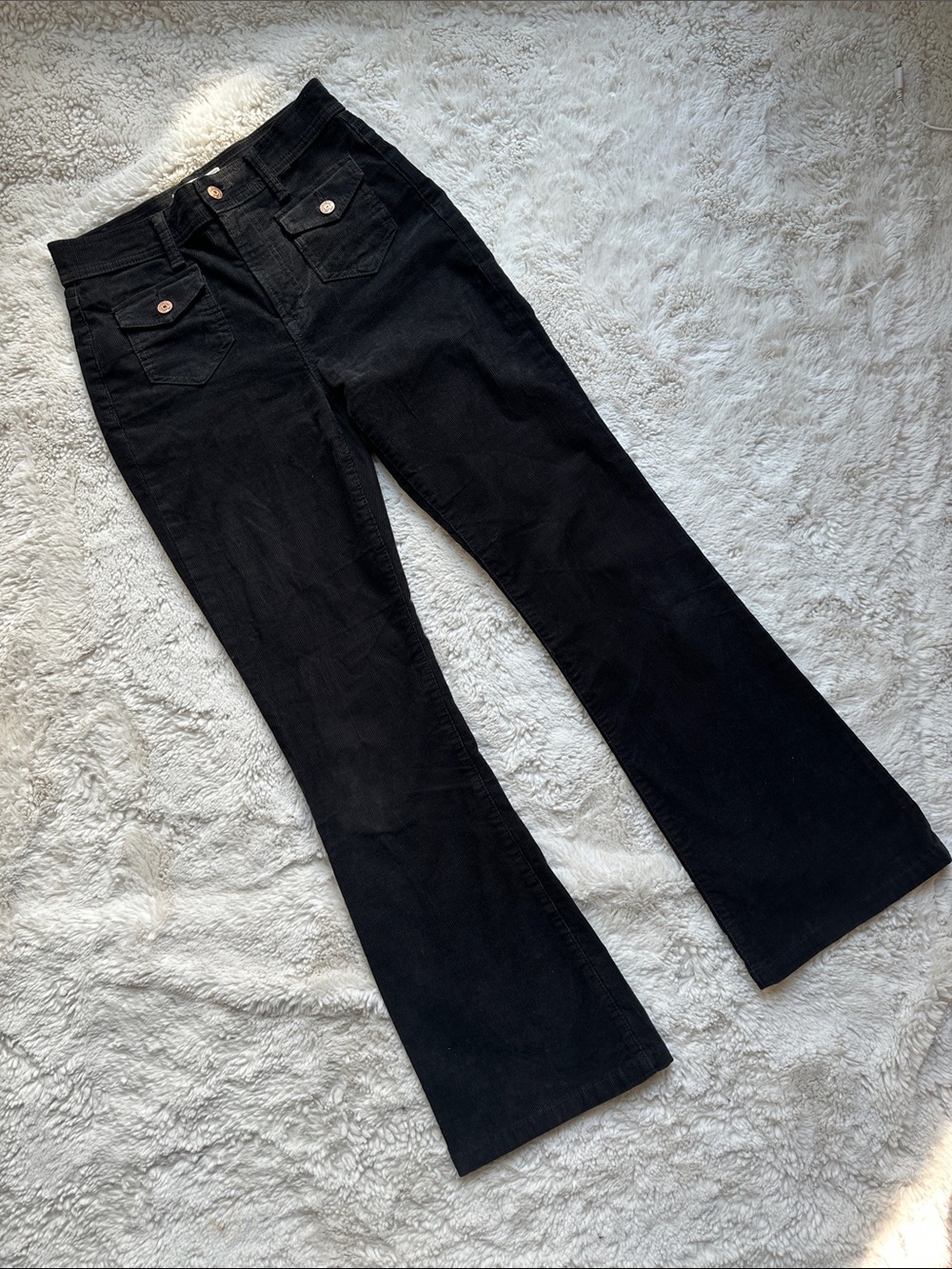 GAP 70s Flare Black Corduroy Pants High Rise Bell Bottom